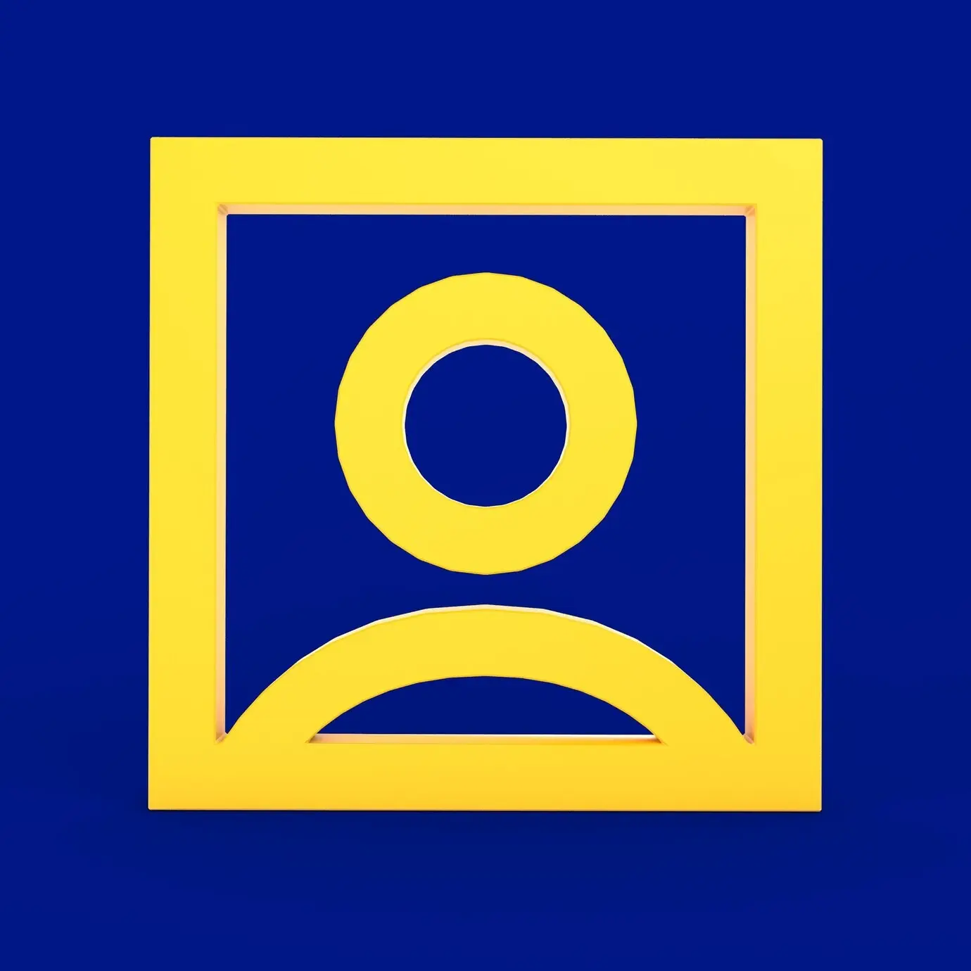 Front side of a square user profile.